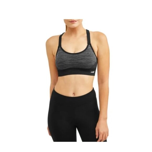 Avia Seamless Moisture Wicking Keyhole Sports Bra Style AV18198 Gray/Black - Picture 1 of 6